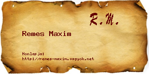Remes Maxim névjegykártya